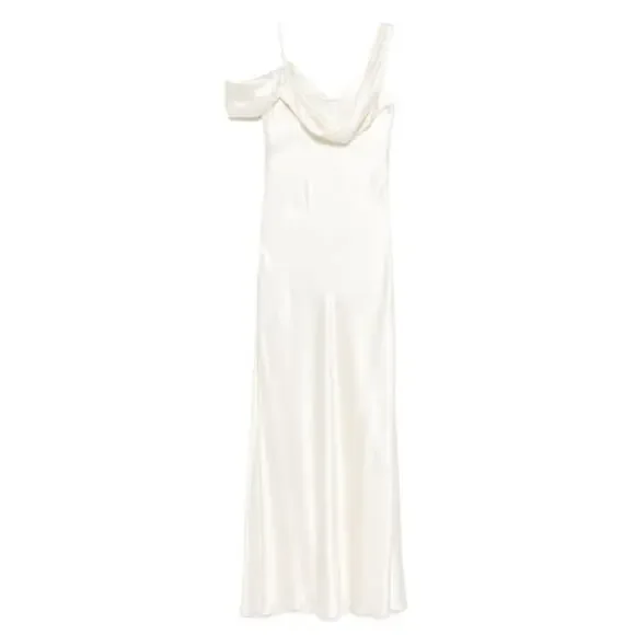 Reformation Ronda Ivory Silk One-Shoulder Maxi Dress 4 - Picture 8 of 8